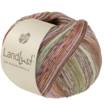 Lana Grossa Landlust die Sockenwolle Seide 332 Khaki green/Beige/Purple/Pink/Peach/Soft green striped