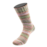 Lana Grossa Landlust die Sockenwolle Seide 332 Khaki green/Beige/Purple/Pink/Peach/Soft green striped