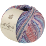 Lana Grossa Landlust die Sockenwolle Seide 334 Turquoise/Sky blue/Violet/Pink/Salmon/Grey-/Light pink striped