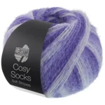 Lana Grossa Cosy Socks Soft Stripes 101 Blue violet/violet blue/light violet/white