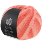 Lana Grossa Cosy Socks Soft Stripes 113 Salmon/salmon red/coral