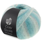 Lana Grossa Cosy Socks Soft Stripes 110 Light grey/mint/mint turquoise/turquoise/light petrol