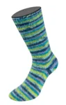 Lana Grossa Cosy Socks Multi Stripes 157 Lavender/petrol/May green/turquoise/night blue