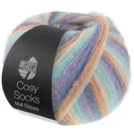 Lana Grossa Cosy Socks Multi Stripes 153 Lavender/grey blue/salmon/cream/turquoise