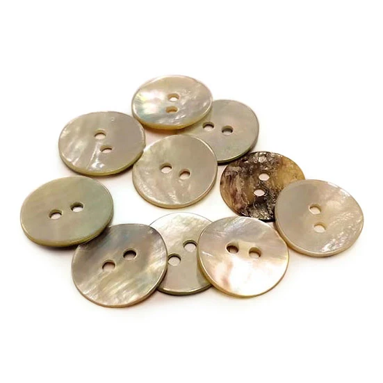 Mother of Pearl Buttons, Natural Shell , 4 Hole Sewing Knitting Buttons,  Grey, Many Sizes to Choose From , Packs of 10 