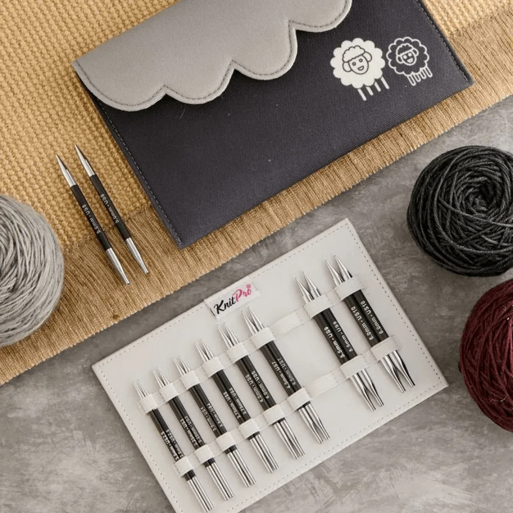 KnitPro Karbonz Ferri A Doppia Punta 15 Cm - Set 5 Misure (2.0-4.0 Mm) Con Borsa Porta Progetti