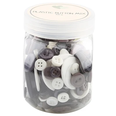 Go Handmade Mix Buttons, Plastic - GRAY 100 G