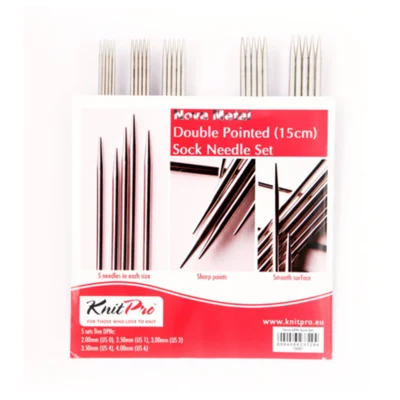 KnitPro NOVA Metal Double Pointed Needle Set 15 cm (5 sizes 2.00-4.00 mm)