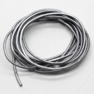 Leather cord, Silver, 1 meter
