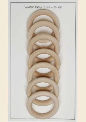 Go Handmade Wooden Rings - 45 mm - 7 pcs