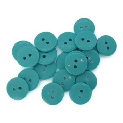 HobbyArts Round Plastic Buttons Aqua, 12.5 mm, 20 pcs
