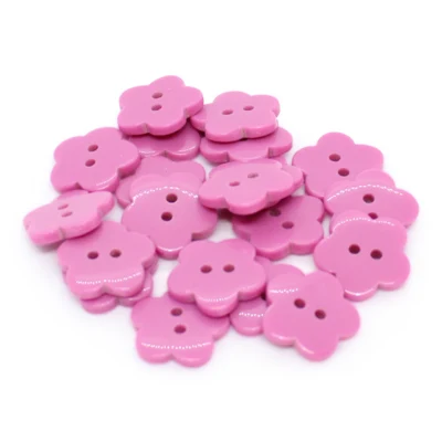 HobbyArts Plastic buttons Pink Flower 15 mm, 20 pcs