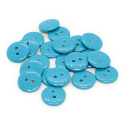 HobbyArts Round Plastic Buttons Turquoise, 12.5 mm, 20 pcs
