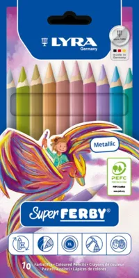 Lyra Super Ferby Metallic Coloured Pencils, 10 pcs