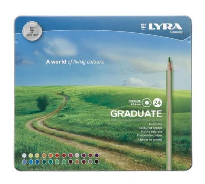 Lyra Graduate Coloured Pencils in Metal Case, 24 pcs