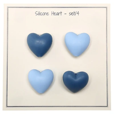 Go Handmade Silicone Beads, Heart, 4 pcs