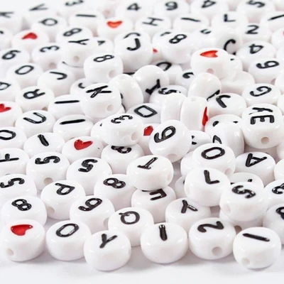 Letter beads, 7 mm, hollow 1.2 mm, 1500 pcs