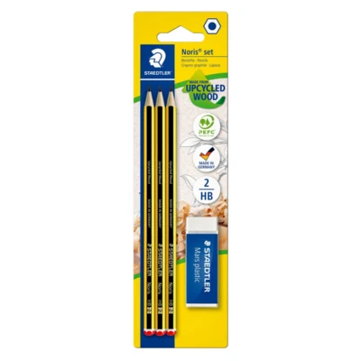 STAEDTLER Noris Pencils & Eraser, 3 + 1 pcs