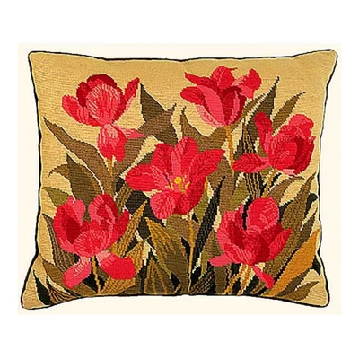 Embroidery kit Cushion Blue-red tulips