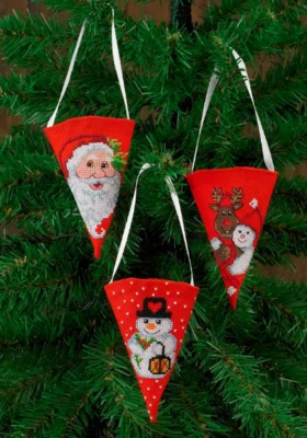 Embroidery kit Cones Snowman, 3 pcs