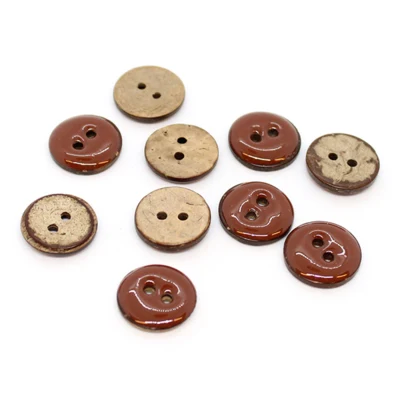 HobbyArts Glazed Coconut buttons Rust 15 mm, 10 pcs