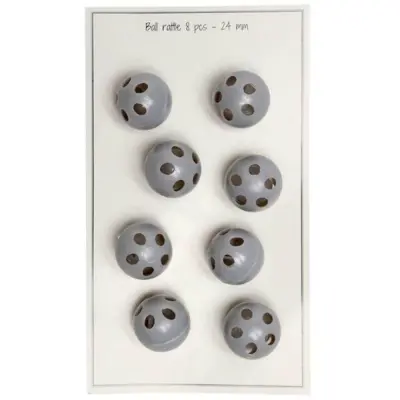Go Handmade Rattle Ball Grey 24 mm, 8 pcs