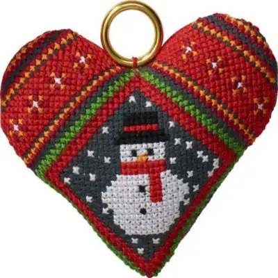 Embroidery kit Christmas hanging snowman in heart