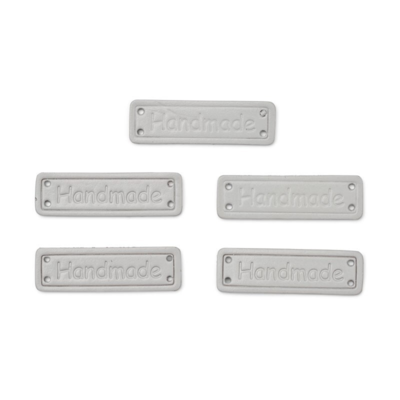 HobbyArts Leather Labels, Handmade, Light Grey, 5 pcs