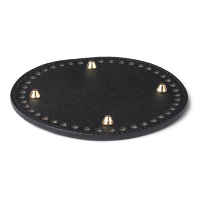 HobbyArts Round Leather Basket Base, PU Leather, Black, 1 pcs