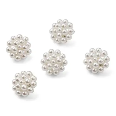 HobbyArts Pearl Buttons, White, 16 mm, 5 pcs