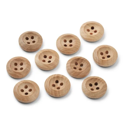 LindeHobby Light Wood Buttons, 15 mm, 10 pcs