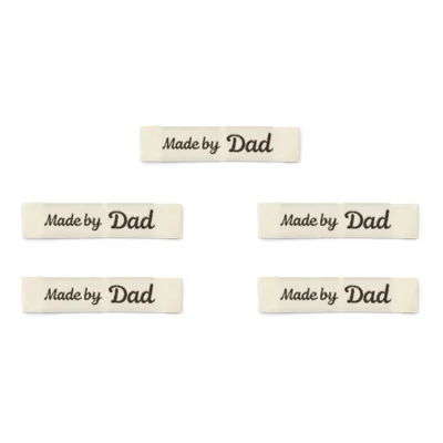 LindeHobby Made By Label (2.76" x 0.39" / 7 cm x 1 cm), Natural, 5 pcs