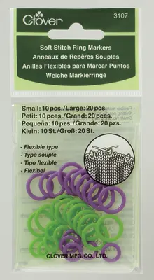 Clover Stitch Ring Markers, Soft (green/purple)