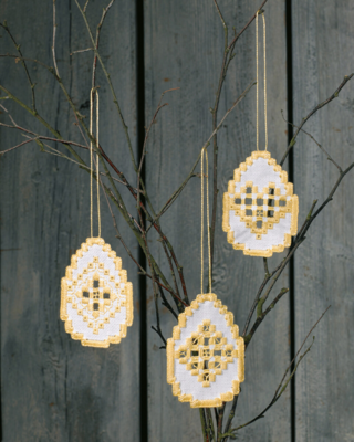 Embroidery Kit Easter Egg Hardanger 3 pcs 6 x 8.5 cm / 2.36 x 3.35 in