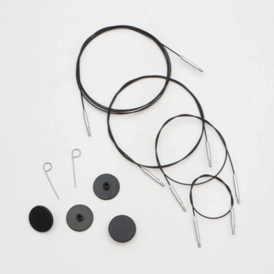 KnitPro Thin & Flex Cable, Black Silver Swivel, 15.75–59 inches