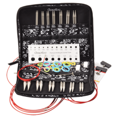 ChiaoGoo Interchangeable Circular Needle Set Twist Red Lace, Complete, 4"