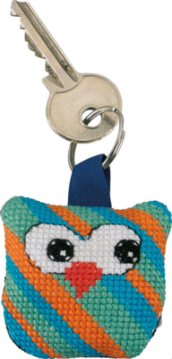 Embroidery Kit Owl with Diagonal Stripes 5 x 5 cm / 1.97 x 1.97 in