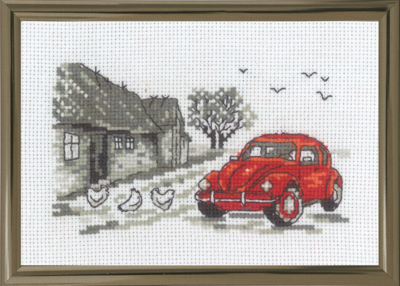 Embroidery Kit The Red Car R5794 15 x 10 cm / 5.91 x 3.94 in