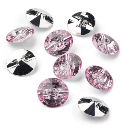 LindeHobby Crystal Buttons, Baby Pink, 20 mm, 10 pcs