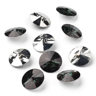 LindeHobby Crystal Buttons, Black, 20 mm, 10 pcs