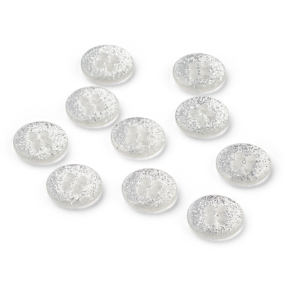 LindeHobby Glitter Buttons, White, 12 mm, 10 pcs