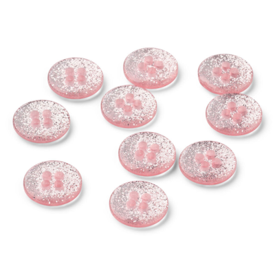 LindeHobby Glitter Buttons, Pink, 12 mm, 10 pcs