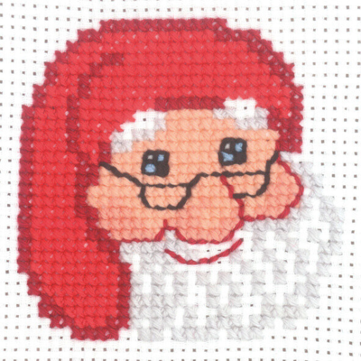 Embroidery Kit Santa Claus w/ glasses 10x10 cm / 4x4 in