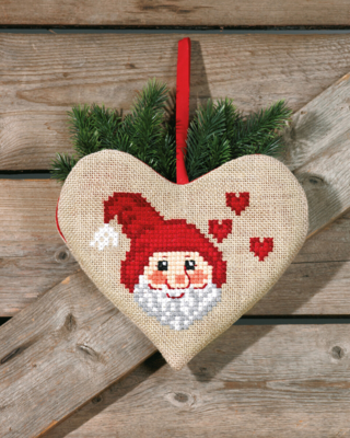 Embroidery Kit Santa Claus heart 28 x 24 cm / 11.02 x 9.45 in