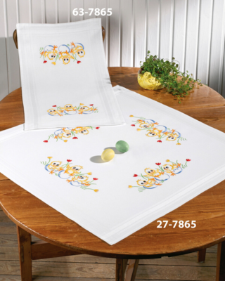 Embroidery Kit Chickens in Shell 80 x 80 cm / 31.5 x 31.5 in