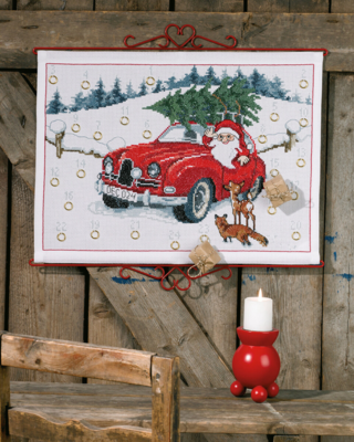 Embroidery Kit Santa Claus in Car B5125/58 58 x 44 cm / 23 x 17 in