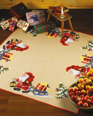 Embroidery Kit Santa Claus with gift sleigh 170 x 170 cm / 66.93 x 66.93 in