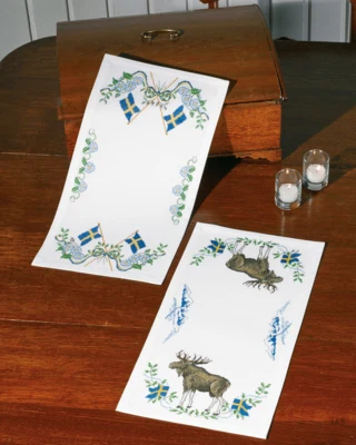 Embroidery Kit Greetings from Sweden Elk 25 x 48 cm / 9.84 x 18.90 in