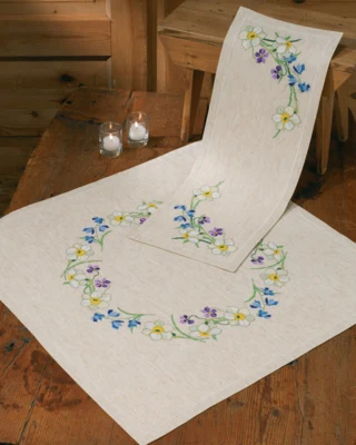 Embroidery Kit Spring Flowers 24 x 66 cm / 9.45 x 25.98 in
