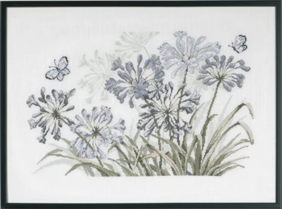 Embroidery Kit Gray Agapanthus R5632 58 x 42 cm / 23 x 17 in